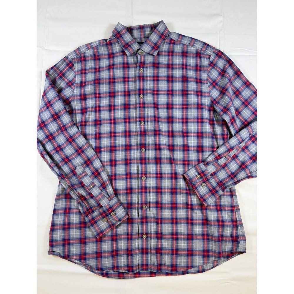 Charles Tyrwhitt Weekend Slim Fit Plaid Shirt Mens Large Red Blue CSR0004RED